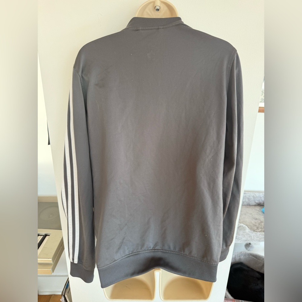 Adidas Charcoal Jacket with White Stripes - Picture 3 of 7